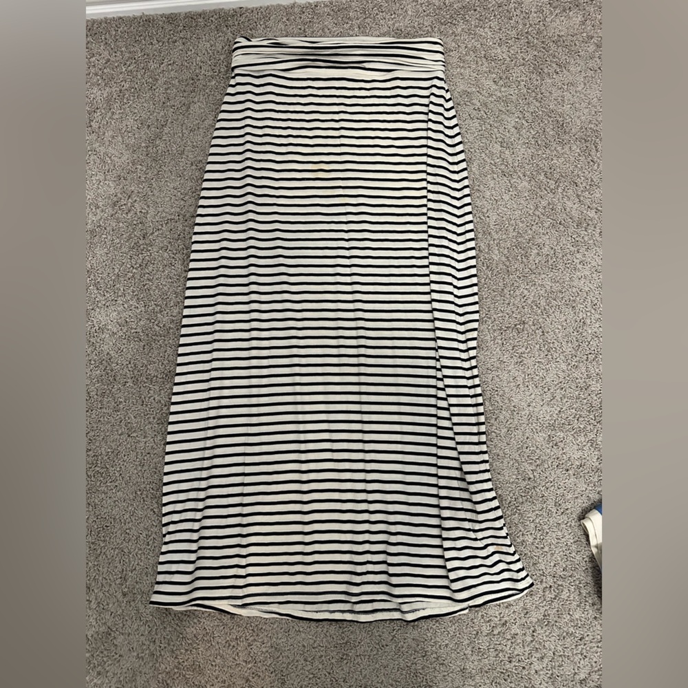 J. Crew Black and White Striped Maxi Skirt
